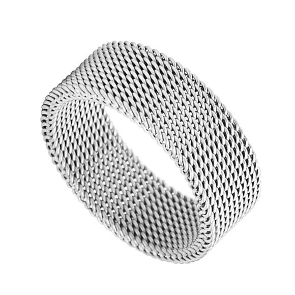 Men’s Silver stainless steel mesh ring - Picture 2 of 5